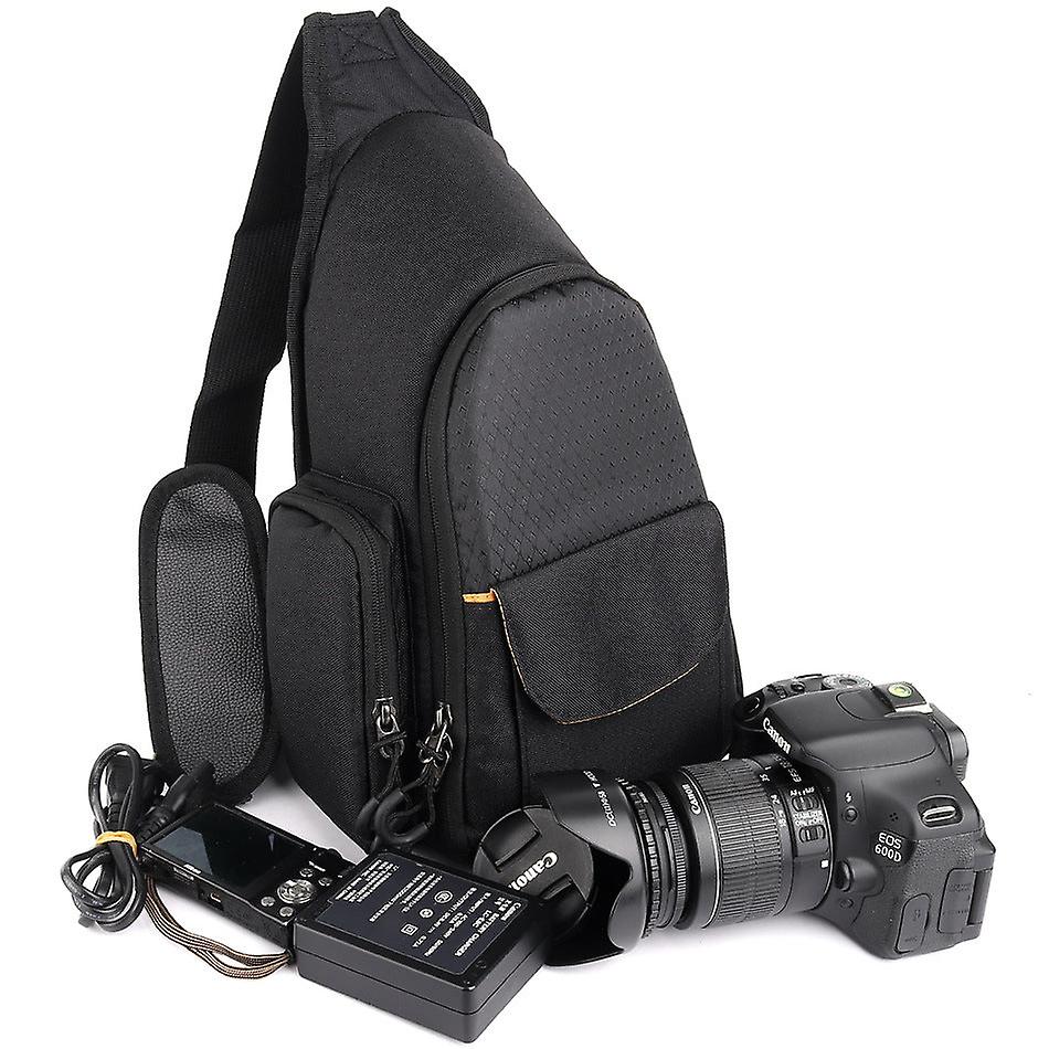 Bolsa Triangular Para Cámara Réflex – Nailon Resistente, Cremallera Doble Y Bolsillo Delantero (Negro)