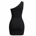 thumbnail image 4 of Women's Mini Dresses One Shoulder Sleeveless Knit Dresses Beach Party Style Lightweight Breathable Ruched Slim Fit Dresses, 4 of 8