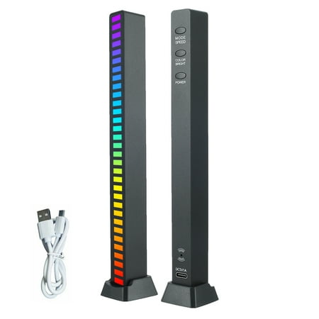

RELAX Voice-Activated Pickup Rhythm Light 32 Bit Music Level Indicator with RGB Music Sound Control Audio Spectrum RGB Light LED Display Car Desktop(Black)