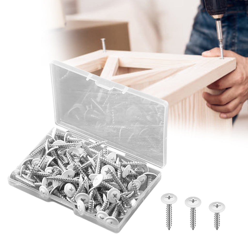 White Wood Screws 120pcs Trusses Head for Furniture Assembly Daily Use
