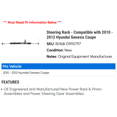 thumbnail image 2 of Steering Rack - Compatible with 2010 - 2012 Hyundai Genesis Coupe 2011, 2 of 2