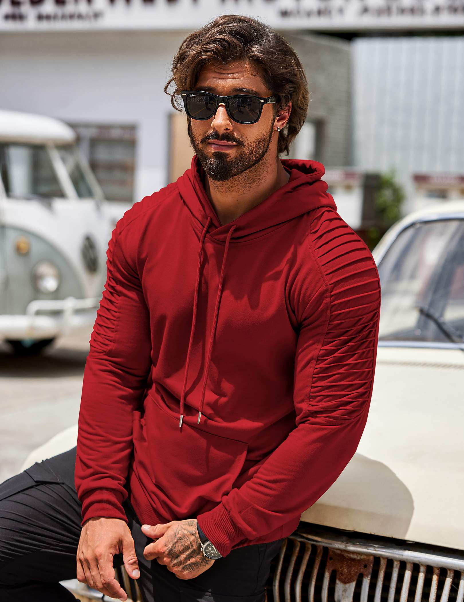 COOFANDY Mens Hoodie Casual Drawstring Athletic Hoodies Hooded Pullover Sweatshirts with Pocket