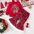 thumbnail image 2 of SUXIAN Girls Long Sleeve Christmas Cartoon Prints T Shirt Pullover Tops Pants Outfits Holiday Clothing Set Red 24M, 2 of 7