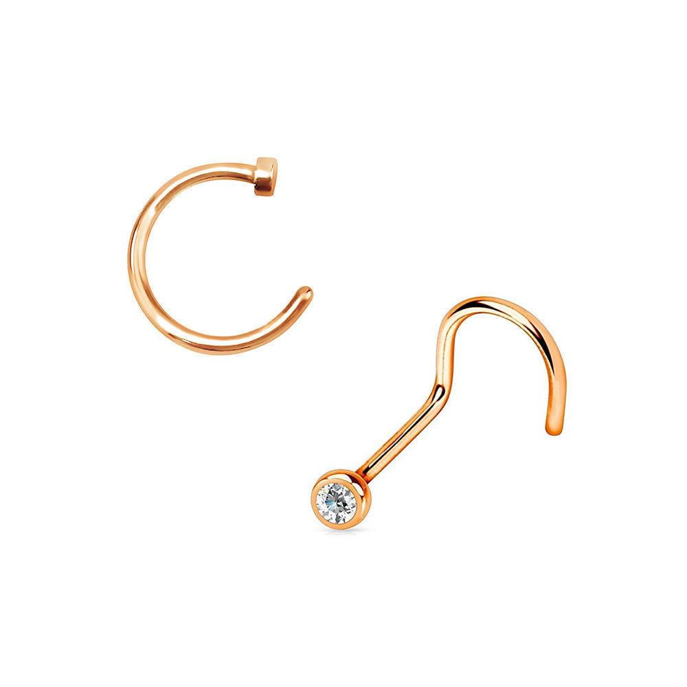 AVYRING 20G Nose Rings Hoop Nose Rins Surgical Steel Nose Septum Rings for Women 8mm Pack Silver Rose Gold 