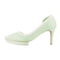 thumbnail image 2 of XYD Women Bridal D'Orsay Pearl Pointed Closed Toe Pumps Low Platform Mid Heels Slip-on Elegant Prom Shoes Size 9 Green, 2 of 4