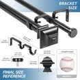thumbnail image 3 of Urbanest Adjustable Double Curtain Rod Set Pila Flat Button Finials – 1″ Front & 3/4″ Back Rod With Black Rod, 48–84 Inches, 3 of 6