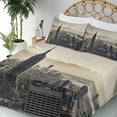 thumbnail image 5 of Ambesonne United States Fitted & Top Sheet Set with Shams, NYC Winter Time, Beige Grey, 5 of 8