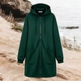 thumbnail image 5 of thefmos Women's Plus Size Hooded Zip Up Sweatshirt Jacket with Pockets Long Length Solid Color Casual Coat Fashion Fall Winter Clothes, Green S, 5 of 5