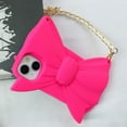 thumbnail image 2 of Hot Pink Bow-Knot Phone Case Compatible with iPhone 11, Cute 3D Cartoon Big Hot Pink Bow Tie iPhone Cases with Lanyard Soft Shockproof Silicone Case, 2 of 6