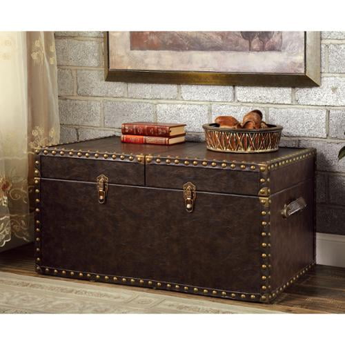 Furniture of America Kuff Rustic Brown 36inch Faux Leather Storage