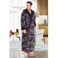 thumbnail image 2 of GFDYREE Men's Warm Fleece Robe with Hood, Plaid Big and Tall Bathrobe, 2 of 7