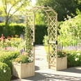 thumbnail image 2 of Outsunny Wooden Garden Arch with 2 Planter Boxes, Natural Wood, 2 of 10