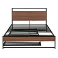 thumbnail image 3 of Dasun Full Size Metal Platform Bed Frame with Trundle, USB Ports and Slat Support ,No Box Spring Needed Black, 3 of 5