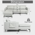 thumbnail image 4 of Costway Modular L-Shaped Sofa w/Reversible Chaise Lounge & 2 USB Ports Light Grey, 4 of 10