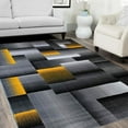 thumbnail image 5 of HR Yellow Grey Silver Abstract Rug Modern Contemporary Geometric Square Design 8' x 10', 5 of 5