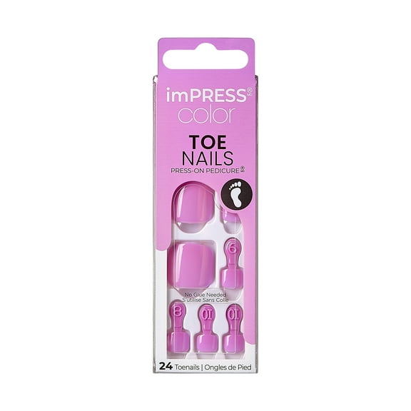 KISS imPRESS Color Square Press-On Toenails, Purple, 24 Pieces