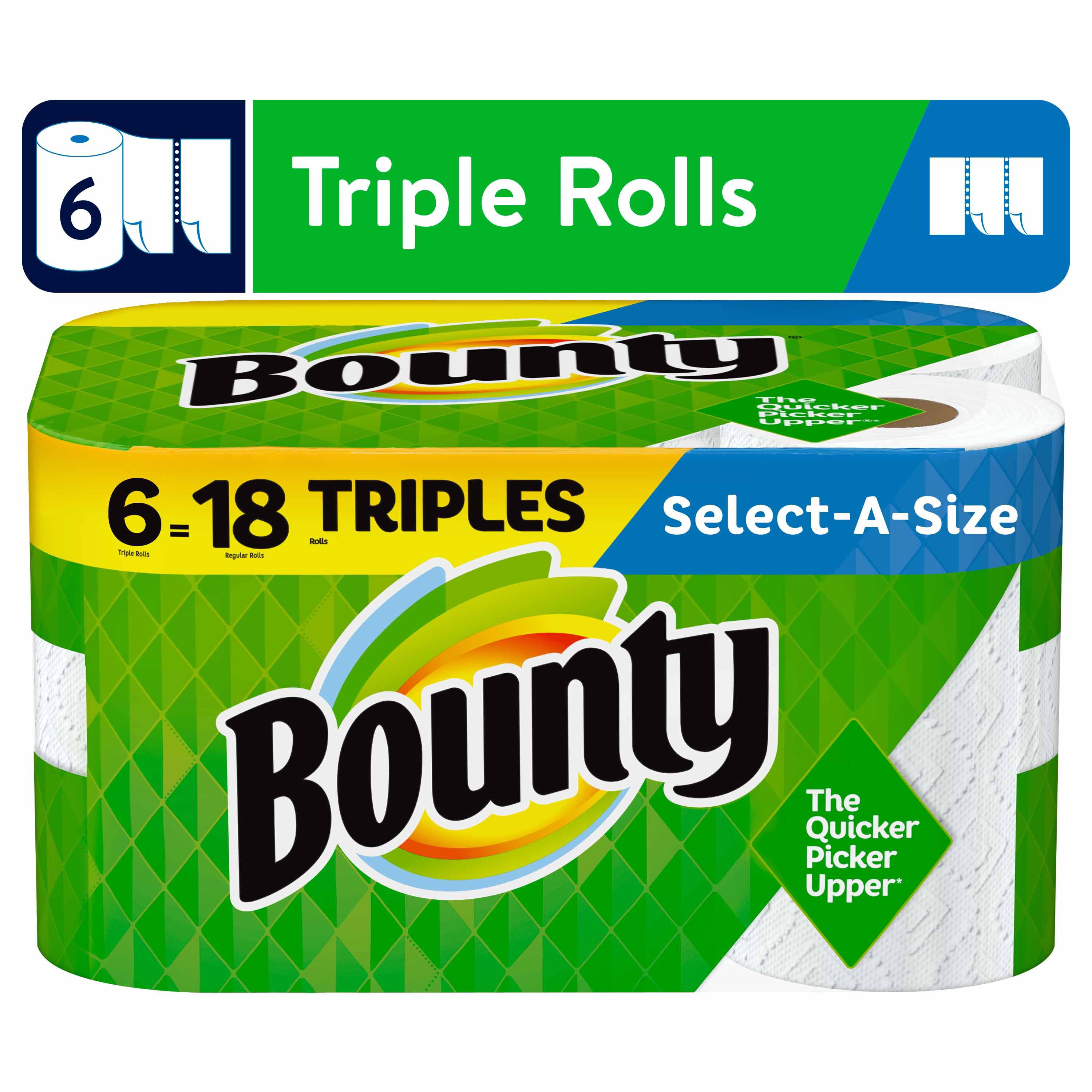 Bounty Select-A-Size Paper Towels, White, 6 Triple Rolls = 18 Regular Rolls, 6 Count