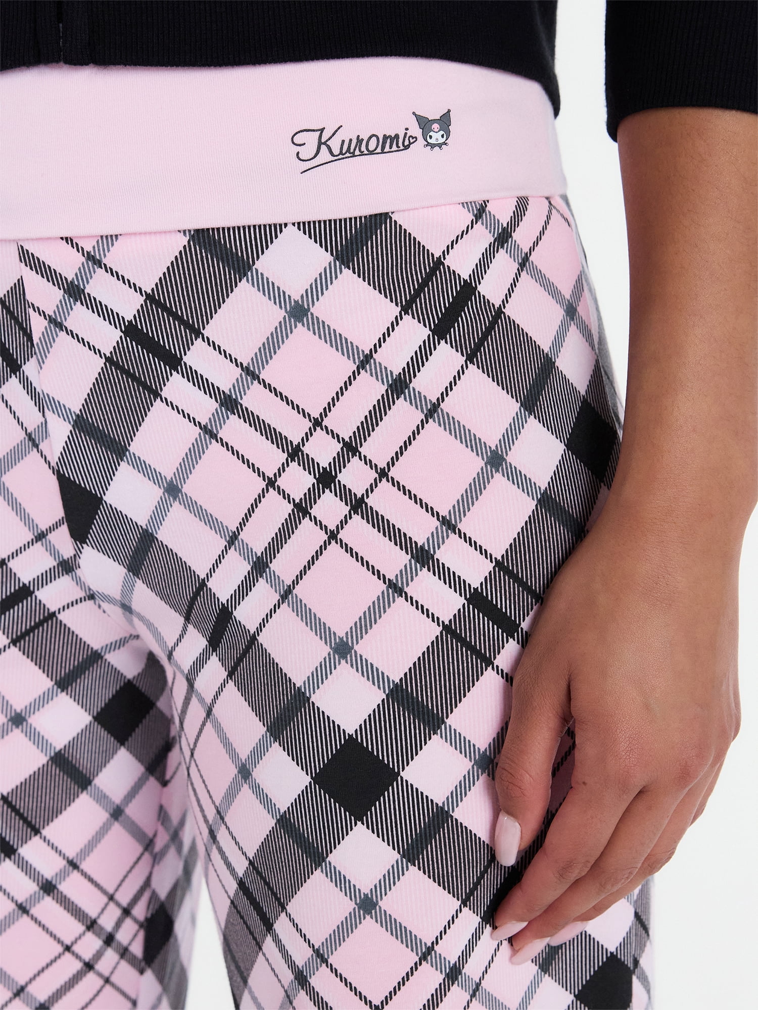 Hello Kitty and Friends Kuromi Women’s Plaid Foldover Pants, Sizes XXS-XXL