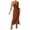 Brown, variant on Women's Crochet Maxi Beach Cover-Up Dress - Spaghetti Strap Fringe Hem Suspender Resort Wear Summer 2025,Size L