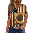 thumbnail image 2 of Cavosen Red White and Blue T Shirts Women Petite Red White and Blue 3/4 Sleeve V Neck T Shirts USA Star Striped Graphic Shirts Lady XL Patriotic Casual Shirts Independence Day Tunic Tees, 2 of 5