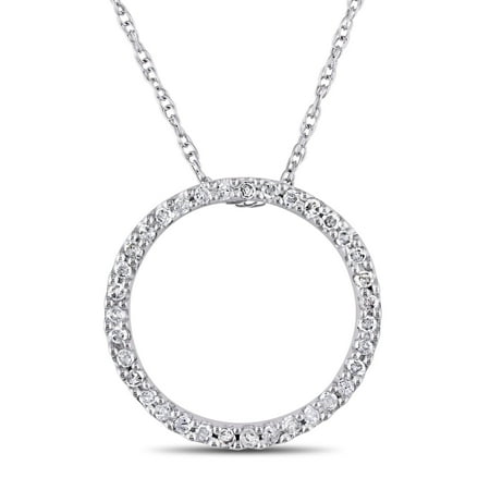 - 1/8 Carat T.W. Diamond 10kt White Gold Circle of Life Pendant, 17