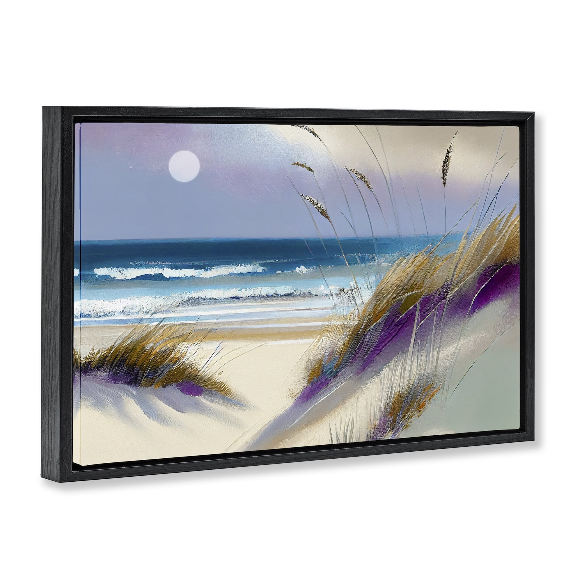 Beach Dunes Serenity Black Framed Floater Canvas Wall Art, design by Sasha