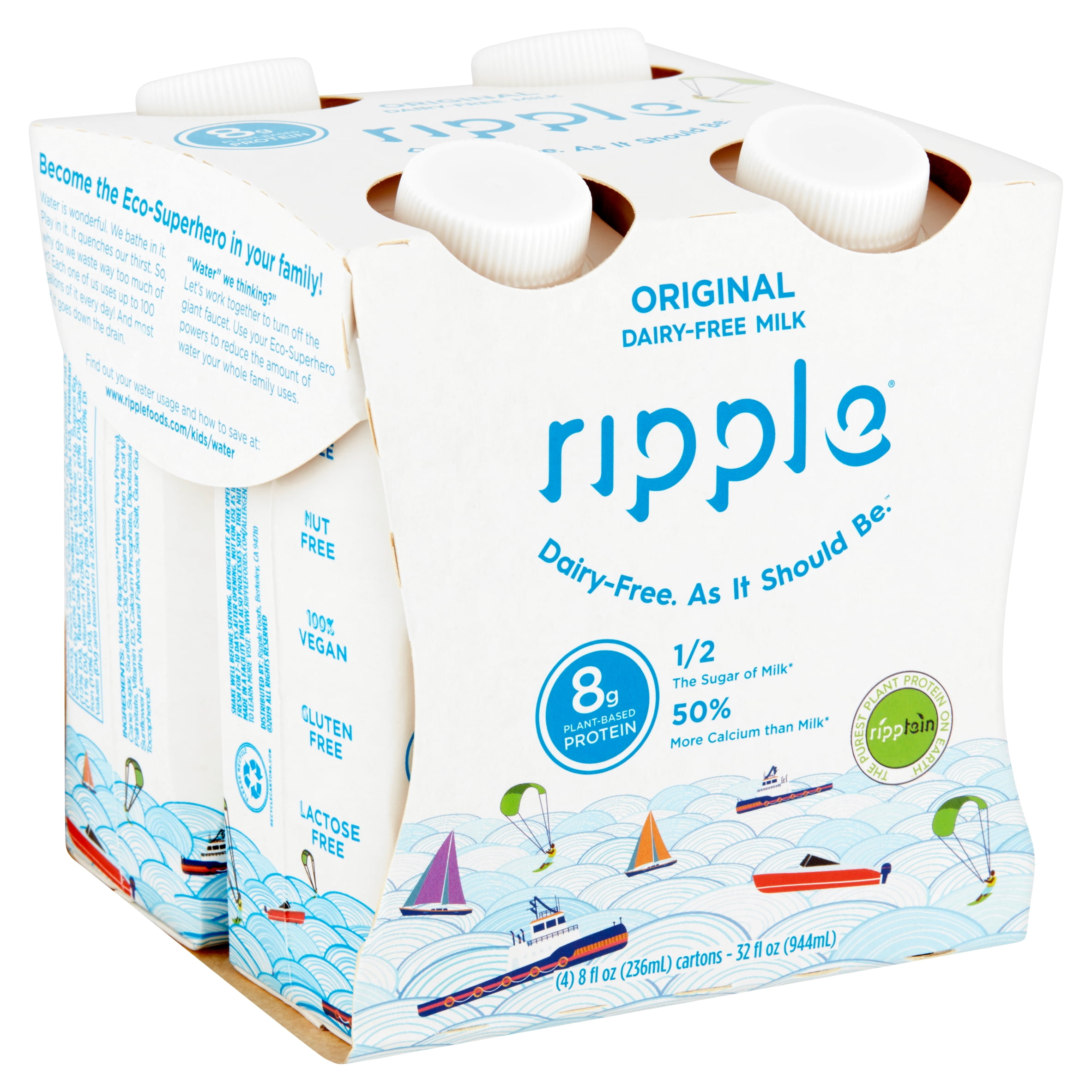 Ripple Original Dairy Free Milk 8 Fl Oz 4 Count Walmart Com Walmart Com