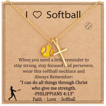 APSVO Softball Cross Necklaces for Women Mom Pendant Chain Catholic Religious Christian First Communion Birthday Mothers Day Jewelry Gifts Teen Her Adults Team Game Day Sports Athlete