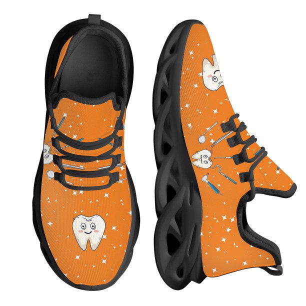 Zapatos casuales con diseño de diente de dibujos animados para mujer, zapatillas de plataforma dental, zapatillas deportivas transpirables de malla de primavera para dentistas