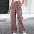 thumbnail image 6 of Blmnix Plaid Pants Pants for Women Trendy Petite Pants Palazzo Jeans Flare-Leg Long High Brown Warm Pants for Women,L, 6 of 7