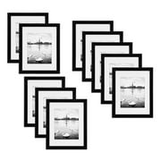 Golden State Art, Set of 10, 11x14 Black Photo Frame with Real Glass and Mat for 8x10 Picture (Pack of 10)