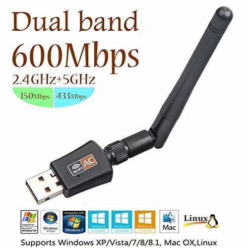 Wifi Adapter Ac600mbps Wifi Network Adapter Wireless Usb Adapter 5 8ghz 2 4ghz Dual Band Usb Wi Fi Dongle Adapter With 5dbi Antenna Support Win Vista Win 7 Win 8 1 Win 10 Mac Os X 10 9 10 13 Walmart Com
