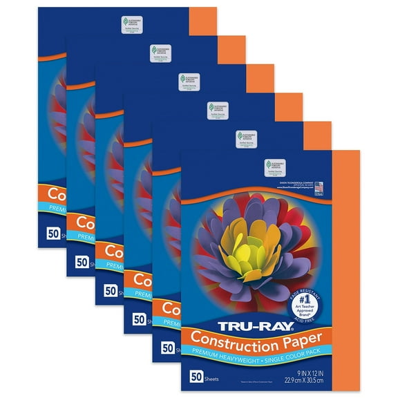 Tru-Ray, PAC103404, Construction Paper, 50 / Pack, Electric Orange