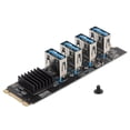 thumbnail image 2 of Tarjeta Elevadora de M.2 A 4 Puertos PCIe, Compatibilidad Amplia M.2 NVME A PCIe 1x Tarjeta Elevadora Diseño Simple Alta Estabilidad Para GPU Miner, 2 of 7