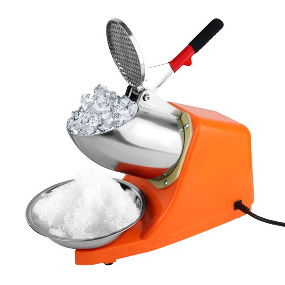 Máquina de afeitar de hielo eléctrica de 110 V, doble cuchillas de acero inoxidable con una sola cubierta eléctrica de cono de nieve (176 lbs/65 kg por hora, 2000 rpm