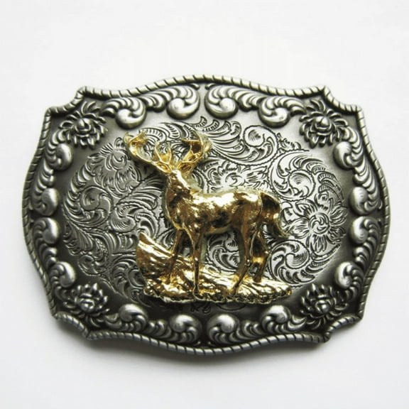 Western Men Zinc alloy Leather Belt Buckle Deer Rodeo Cowboy Shape Pattern