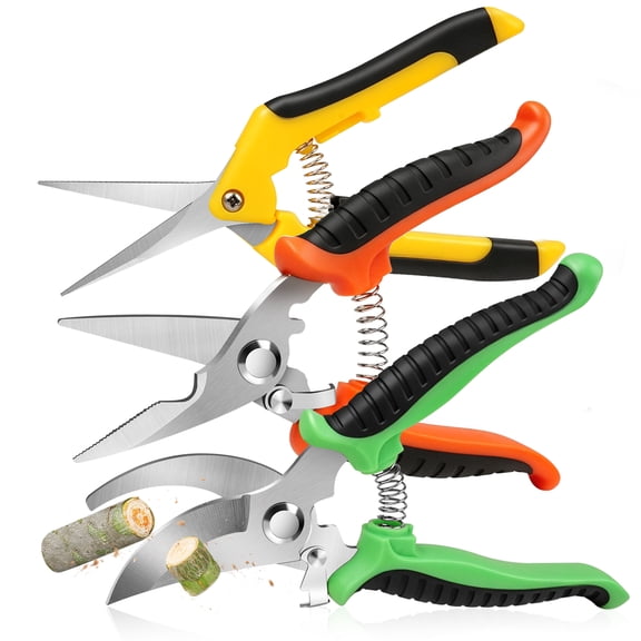 Pruning Shears for Gardening, BUSATIA 3 Pack Garden Shears, Clippers Handheld, Stainless Steel Garden Clippers, Pruning Snips, Garden Scissors Plant Flower Garden Clipper for Gardening Tools