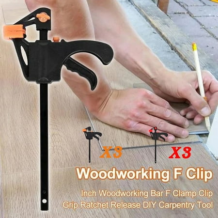 

MRULIC Woodworking Tools 6PCS 91mm Wood Working Bar F Clamp Clamps Grip Ratchet Quick Release Fixed household tools + Multicolor
