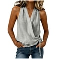 thumbnail image 2 of Noric Women's Sleeveless V-Neck Tank Tops Cotton Linen Summer Casual Tie Front Beach Vacation Blouse, 2 of 5