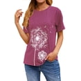 thumbnail image 4 of ZXSXSY Women Crew Neck Short Sleeve Dandelion Printed Top, 4 of 7