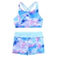 thumbnail image 4 of RUNQHUI Girls' Kids 2-Piece Active Set Dance Sport Outfits Racer Back Top and Booty Short Gymnastics Pink 8, 4 of 5