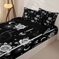 thumbnail image 3 of Feelyou Spooky Halloween Cat Zipper Full Size Comforter Sets with Fitted Sheet and 2 Pillowcases, Boho Rose Flower Zipper Bedding Set,, Black Reversible, 4pcs, 3 of 7
