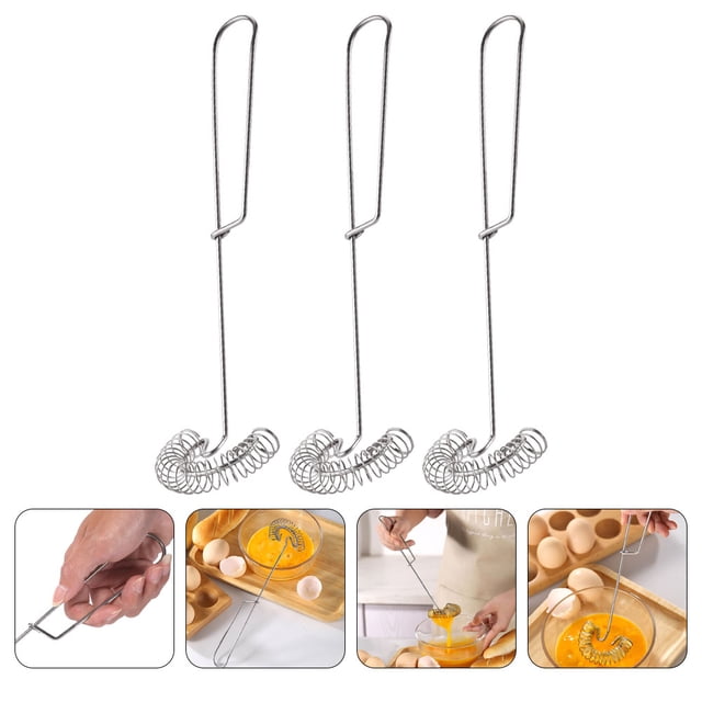 HAMPPLIES 3Ud Herramienta Multifuncional De Cocina Batidor Manual De Acero Inoxidable Plateado