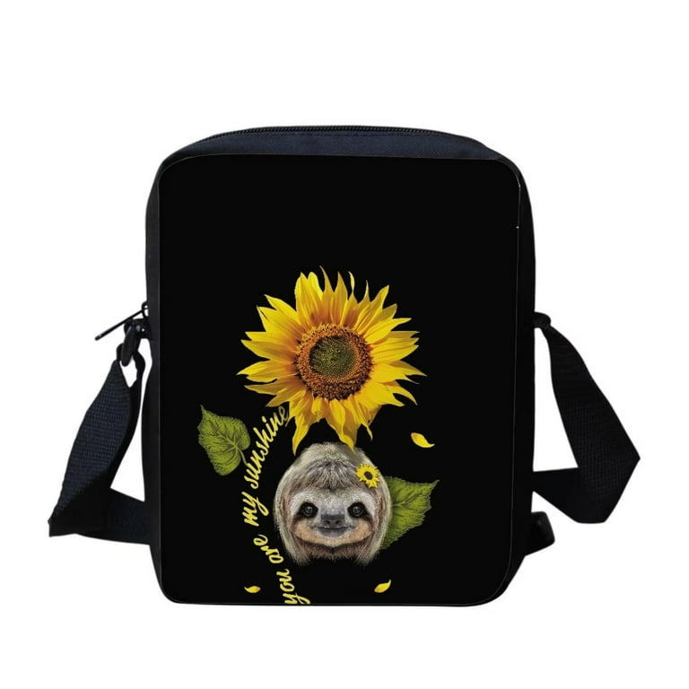 FKELYI Women Single Shoulder Bags Purse with Sunflower and Sloth