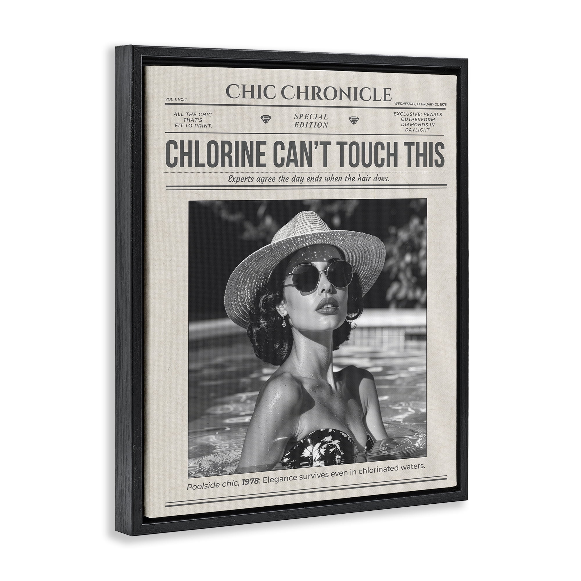 Chic Chronical Vintage Magazine Black Framed Floater Canvas Wall Art, design by A Barefoot Stylist
