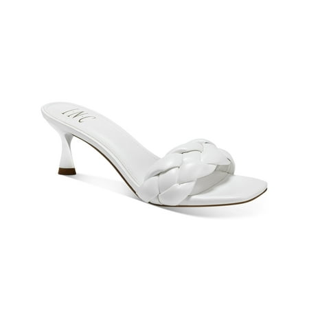 

INC Womens White Braided Padded Parker Square Toe Flare Slip On Dress Sandals Shoes 8.5 M