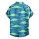 thumbnail image 3 of Camisas Para Hombre Manga Larga Negra Camiseta con botones de solapa para playa y playa, estampado hawaiano informal a la moda de verano para hombre, camisa de manga corta, ropa de playa (Blue, S), 3 of 7
