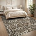 thumbnail image 3 of ODIKA 8'x10' Washable Area Rug Vintage Mosaic Motif Brindle Patchwork Bold Cow Spotted Print Playful Expressive for Dining Room, Large Office, Lounge, Non-Slip Chair-Friendly Mat, 3 of 7