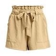 thumbnail image 4 of Beige Women's Shorts, Womens Casual Solid Sport Pants Shorts Elastic Waist Pockets Daily Pants,Women's Shorts S, 4 of 4