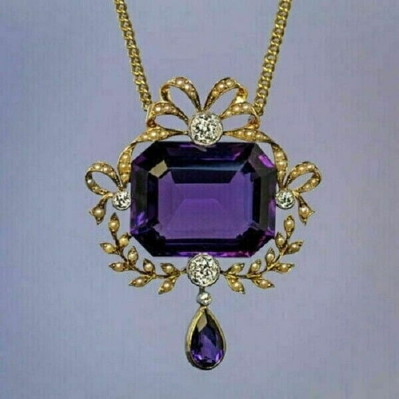 Silver Shop Women's Round Cut Cubic Zirconia 14K White Gold Finish Pretty Pendant Necklace